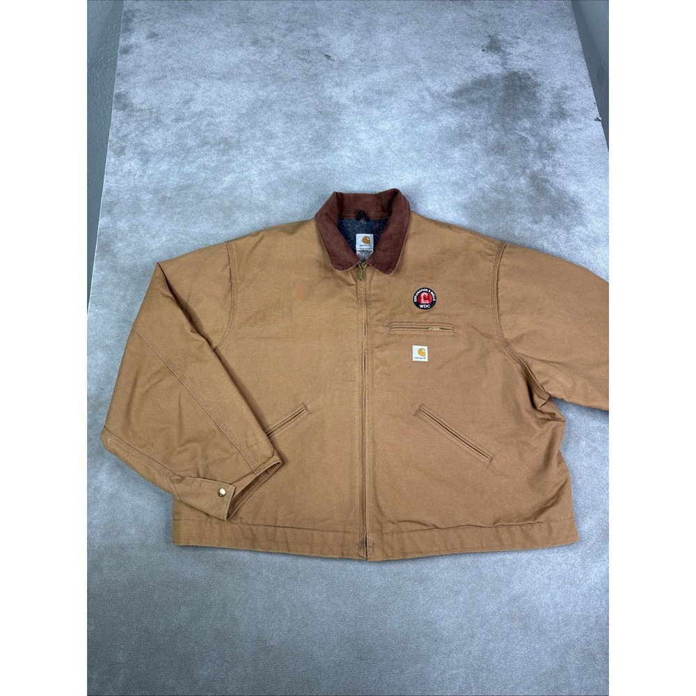 Vintage Carhartt J01 BRN Detroit Jacket USA Made Blanket Lined Brown Size 60 3XL